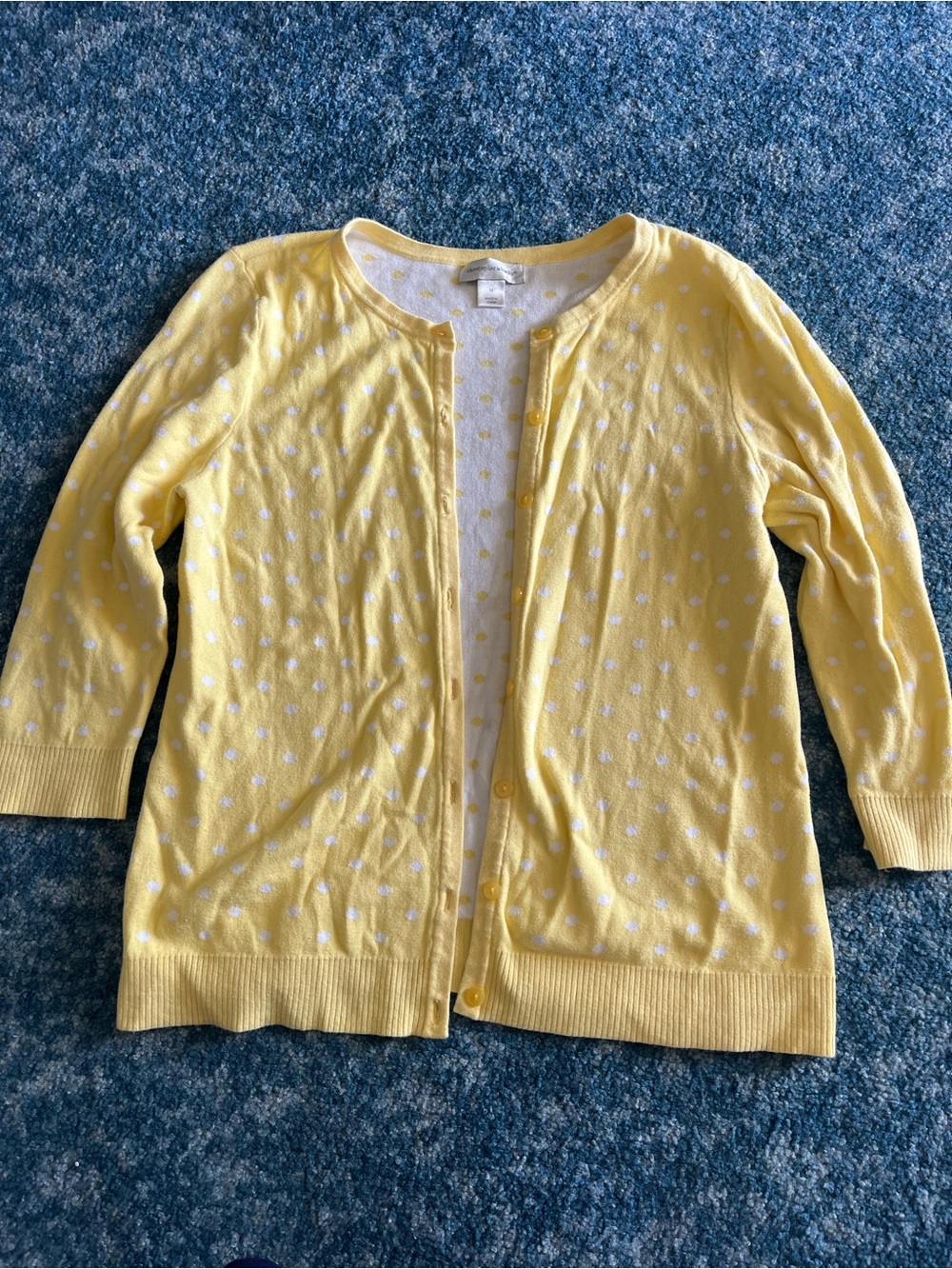 Christopher & Banks Yellow Polka Dot Cardigan